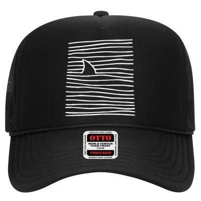 Shark Fin Shark Swimming High Crown Mesh Back Trucker Hat