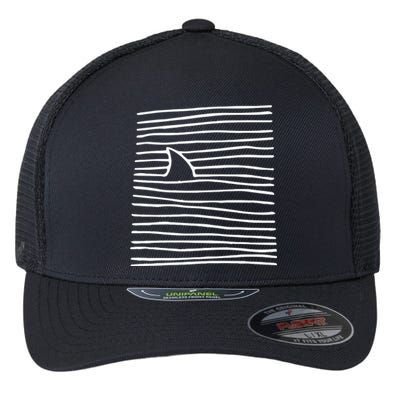 Shark Fin Shark Swimming Flexfit Unipanel Trucker Cap