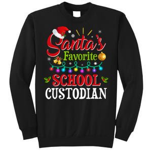 SantaS Favorite School Custodian Christmas Santa Hat Light Sweatshirt