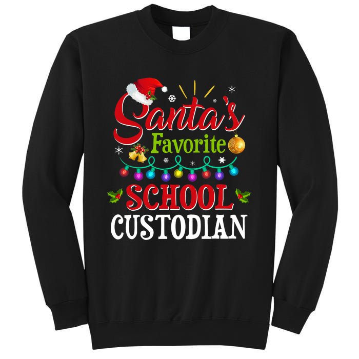 SantaS Favorite School Custodian Christmas Santa Hat Light Sweatshirt