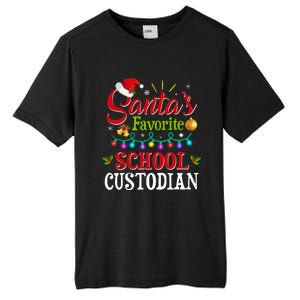 SantaS Favorite School Custodian Christmas Santa Hat Light Tall Fusion ChromaSoft Performance T-Shirt