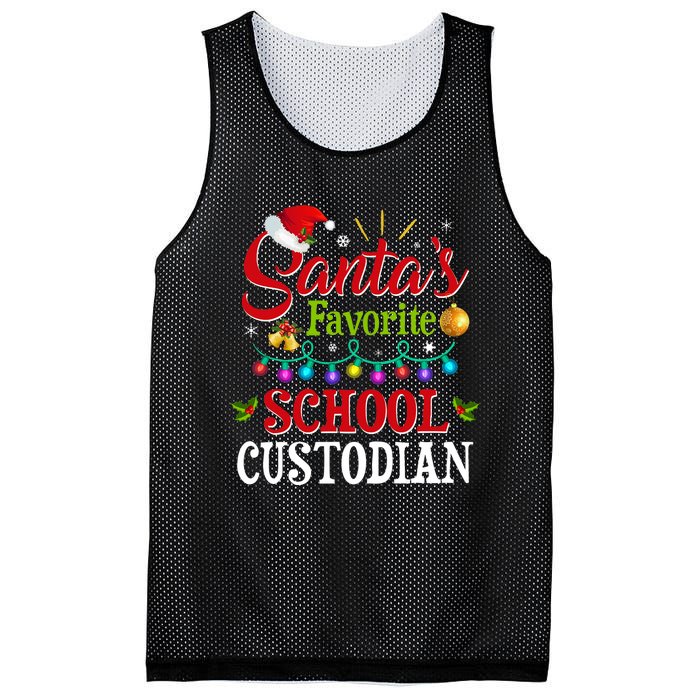 SantaS Favorite School Custodian Christmas Santa Hat Light Mesh Reversible Basketball Jersey Tank