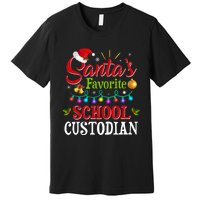 SantaS Favorite School Custodian Christmas Santa Hat Light Premium T-Shirt