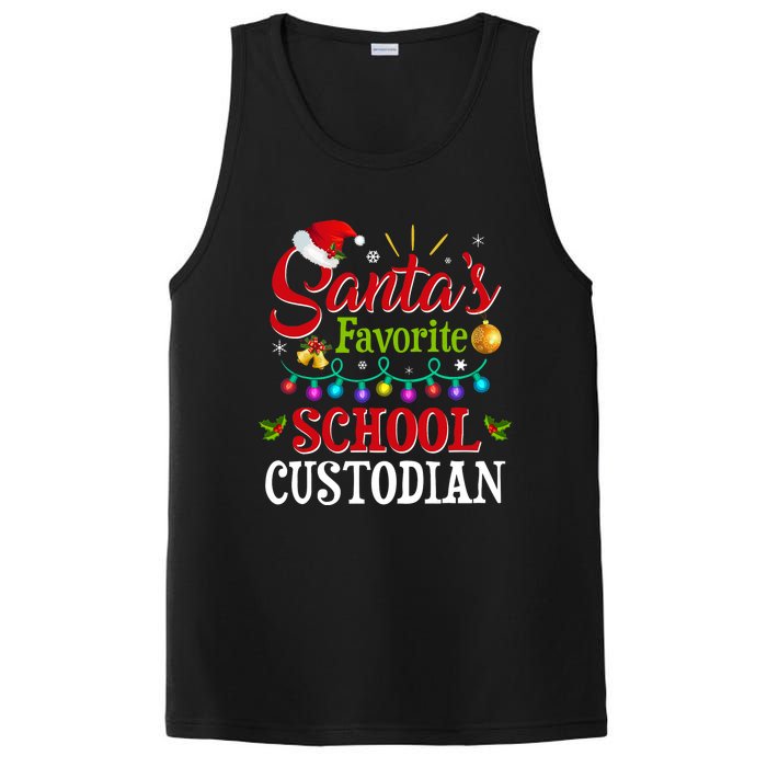 SantaS Favorite School Custodian Christmas Santa Hat Light PosiCharge Competitor Tank