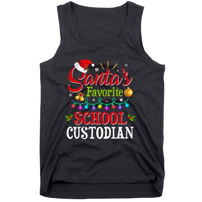 SantaS Favorite School Custodian Christmas Santa Hat Light Tank Top