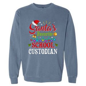 SantaS Favorite School Custodian Christmas Santa Hat Light Garment-Dyed Sweatshirt