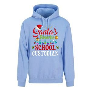 SantaS Favorite School Custodian Christmas Santa Hat Light Unisex Surf Hoodie