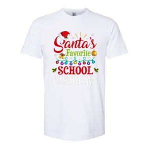 SantaS Favorite School Custodian Christmas Santa Hat Light Softstyle CVC T-Shirt