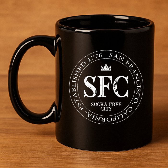 San Francisco Sucka Free City Sf Patch Badge Logo 11oz C Handle Ceramic Mug