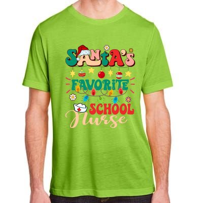 SantaS Favorite School Nurse Santa Hat Xmas Light Christmas Adult ChromaSoft Performance T-Shirt