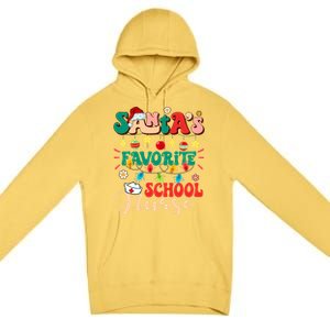 SantaS Favorite School Nurse Santa Hat Xmas Light Christmas Premium Pullover Hoodie