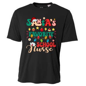 SantaS Favorite School Nurse Santa Hat Xmas Light Christmas Cooling Performance Crew T-Shirt