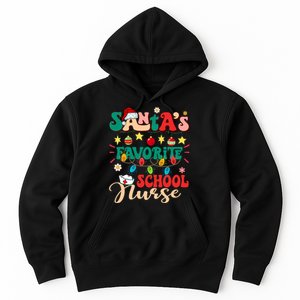 SantaS Favorite School Nurse Santa Hat Xmas Light Christmas Hoodie