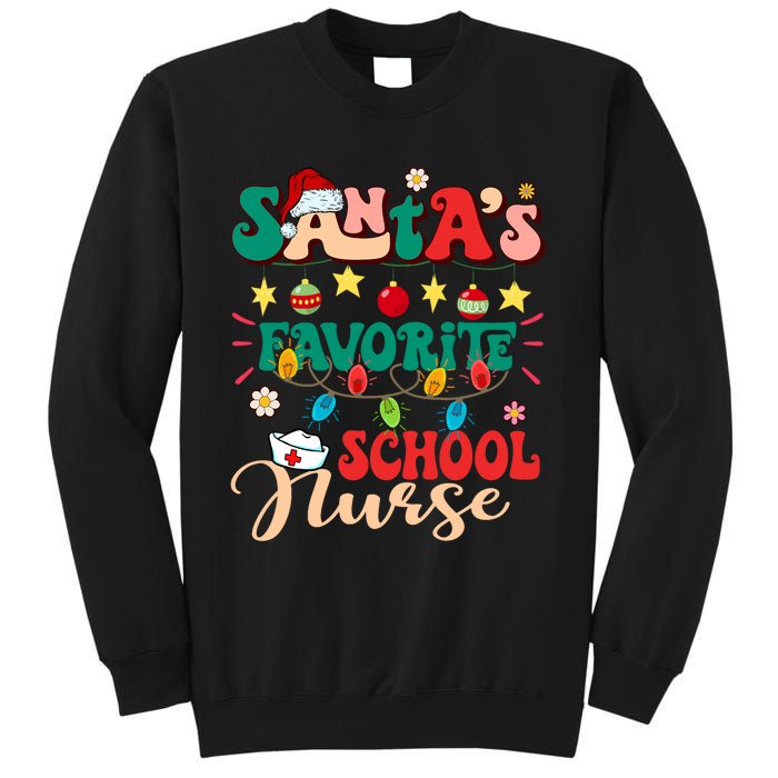 SantaS Favorite School Nurse Santa Hat Xmas Light Christmas Sweatshirt