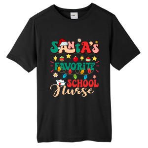 SantaS Favorite School Nurse Santa Hat Xmas Light Christmas Tall Fusion ChromaSoft Performance T-Shirt