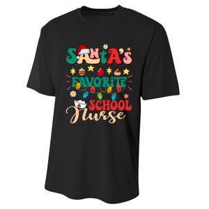 SantaS Favorite School Nurse Santa Hat Xmas Light Christmas Performance Sprint T-Shirt