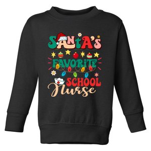 SantaS Favorite School Nurse Santa Hat Xmas Light Christmas Toddler Sweatshirt