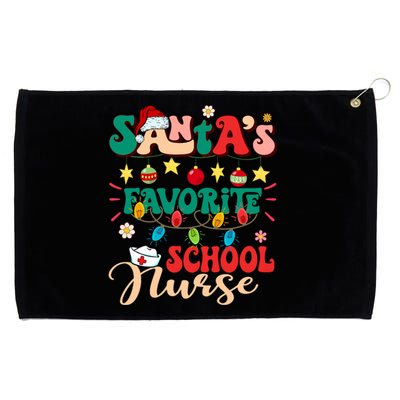 SantaS Favorite School Nurse Santa Hat Xmas Light Christmas Grommeted Golf Towel