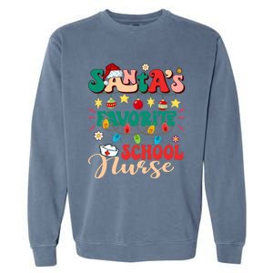 SantaS Favorite School Nurse Santa Hat Xmas Light Christmas Garment-Dyed Sweatshirt