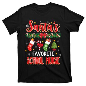 SantaS Favorite School Nurse Santa Hat Xmas T-Shirt