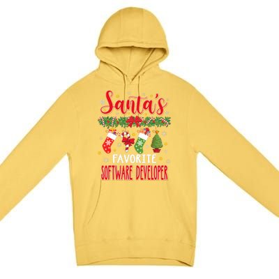 SantaS Favorite Software Developer Santa Hat Xmas Premium Pullover Hoodie