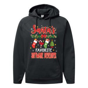 SantaS Favorite Software Developer Santa Hat Xmas Performance Fleece Hoodie