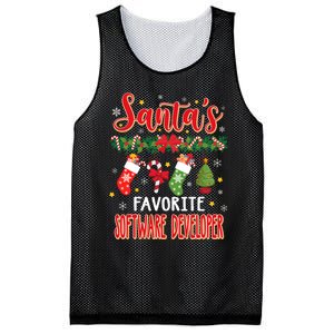 SantaS Favorite Software Developer Santa Hat Xmas Mesh Reversible Basketball Jersey Tank