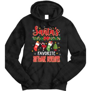 SantaS Favorite Software Developer Santa Hat Xmas Tie Dye Hoodie