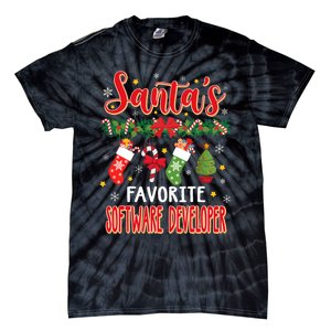 SantaS Favorite Software Developer Santa Hat Xmas Tie-Dye T-Shirt