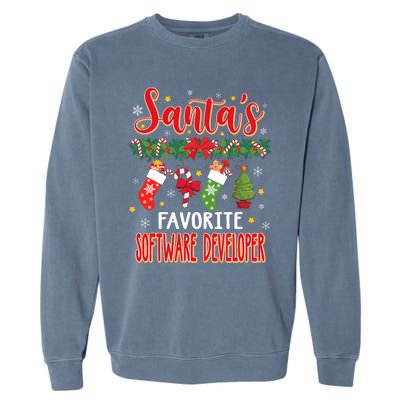 SantaS Favorite Software Developer Santa Hat Xmas Garment-Dyed Sweatshirt