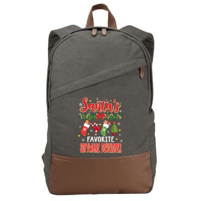 SantaS Favorite Software Developer Santa Hat Xmas Cotton Canvas Backpack
