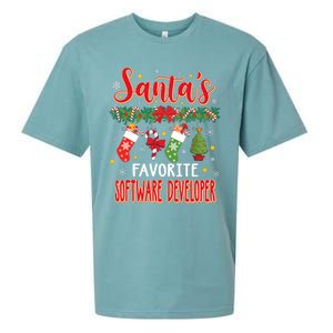 SantaS Favorite Software Developer Santa Hat Xmas Sueded Cloud Jersey T-Shirt