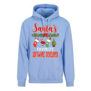 SantaS Favorite Software Developer Santa Hat Xmas Unisex Surf Hoodie