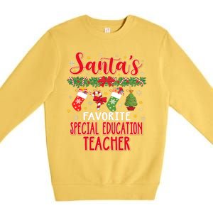 SantaS Favorite Special Education Teacher Santa Hat Xmas Premium Crewneck Sweatshirt