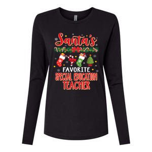 SantaS Favorite Special Education Teacher Santa Hat Xmas Womens Cotton Relaxed Long Sleeve T-Shirt