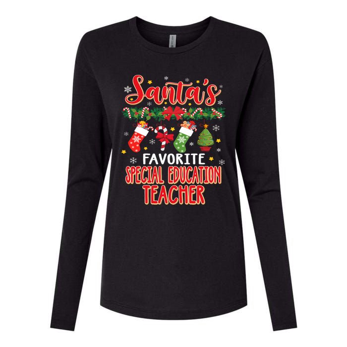 SantaS Favorite Special Education Teacher Santa Hat Xmas Womens Cotton Relaxed Long Sleeve T-Shirt