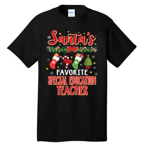 SantaS Favorite Special Education Teacher Santa Hat Xmas Tall T-Shirt