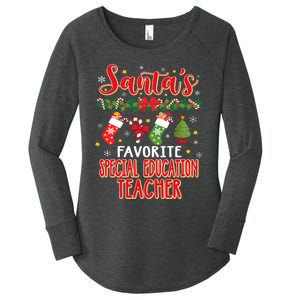 SantaS Favorite Special Education Teacher Santa Hat Xmas Women's Perfect Tri Tunic Long Sleeve Shirt