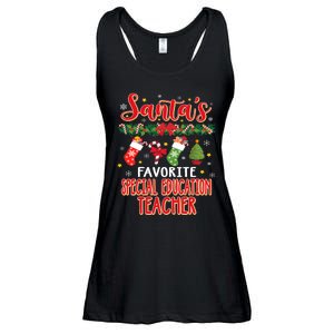 SantaS Favorite Special Education Teacher Santa Hat Xmas Ladies Essential Flowy Tank