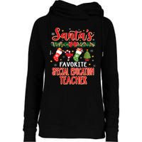 SantaS Favorite Special Education Teacher Santa Hat Xmas Womens Funnel Neck Pullover Hood