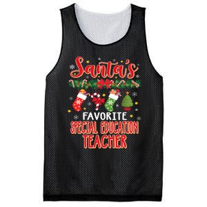 SantaS Favorite Special Education Teacher Santa Hat Xmas Mesh Reversible Basketball Jersey Tank