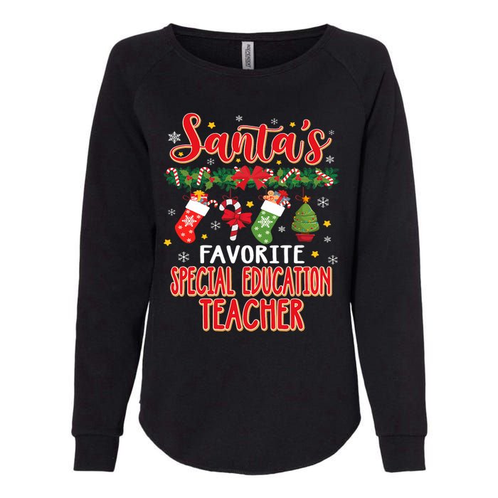 SantaS Favorite Special Education Teacher Santa Hat Xmas Womens California Wash Sweatshirt