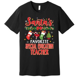 SantaS Favorite Special Education Teacher Santa Hat Xmas Premium T-Shirt