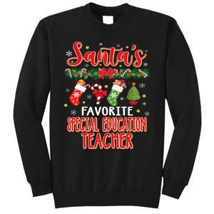 SantaS Favorite Special Education Teacher Santa Hat Xmas Tall Sweatshirt