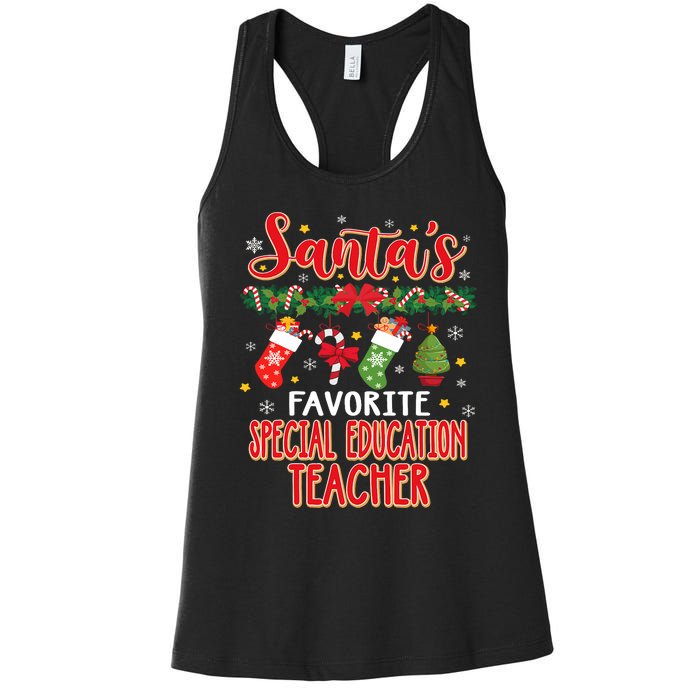 SantaS Favorite Special Education Teacher Santa Hat Xmas Women's Racerback Tank