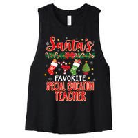 SantaS Favorite Special Education Teacher Santa Hat Xmas Women's Racerback Cropped Tank