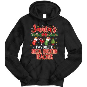 SantaS Favorite Special Education Teacher Santa Hat Xmas Tie Dye Hoodie