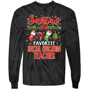 SantaS Favorite Special Education Teacher Santa Hat Xmas Tie-Dye Long Sleeve Shirt