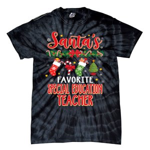 SantaS Favorite Special Education Teacher Santa Hat Xmas Tie-Dye T-Shirt