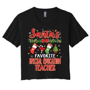 SantaS Favorite Special Education Teacher Santa Hat Xmas Women's Crop Top Tee